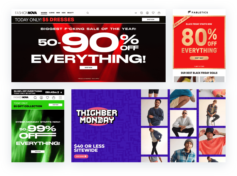 Black Friday, Cyber Monday 2024 live ecommerce retailer screenshots preview