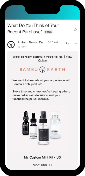 Bambu Earth ecommerce post-purchase emails for customer retention